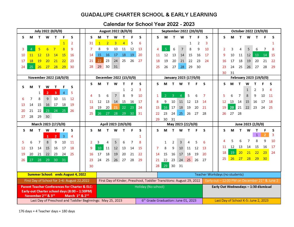 School Calendar Guadalupe School